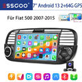 7" Carplay Android 13 Autoradio GPS Navi KAM+ RDS BT WIFI Für Fiat 500 2007-2015