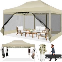 Pavillon 3mx4,5m Wasserdicht Faltbar Partyzelt Gartenzelt mit Mesh-Seitenwände