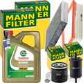 MANN INSPEKTIONSPAKET+4L CASTROL 5W40 MOTORÖL passend für RENAULT SCÉNIC III 2.0