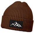 Herren Beanie Wintermütze mit Patch Berge Mountain Aufdruck Print Strickmütze