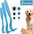 Zecken Zange 3er SET Entferner Greifer Pinzette Haken Hund Katze Pferd 4 Farben