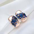 Elegante 585   Rosegold Ohrringe mit Saphir Blauen Zirkon, Hochwertiger Schmuck