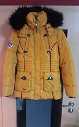 Marikoo Damen Winter Jacke gesteppt Teddyfell gefüttert Kapuze Gr.M