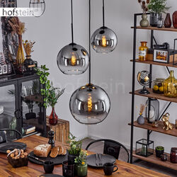Wohn Schlaf Ess Zimmer Kugelleuchte Rauchglas schwarz Hänge Lampe Pendel Leuchte