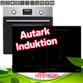 Autarkes Einbau Backofen Set 77cm Induktionskochfeld Umluft Grill Display Timer