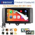 +Kam 2+64G Android 13 Carplay Autoradio Navi WIFI Für Smart Fortwo 451 2011-2015