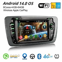 Android 14 DAB+ Autoradio 64GB CarPlay WiFi DSP 8-Kern BT5.0 Navi Für SEAT Ibiza