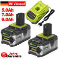 18V 9.0Ah Akku für RYOBI One+ Plus Lithium RB18L50 P108 P109 Batterie/ Ladegerät