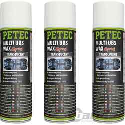 3x 500ml PETEC MUTLI UBS WAX TRANSPARENT SPRAY UNTERBODENSCHUTZ KORROSIONSSCHUTZ