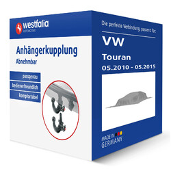 Westfalia Anhängerkupplung abnehmbar für VW Touran Typ 1T3 AHK321838600001 | ZUGLAST=1800kg STÜTZLAST=75kg