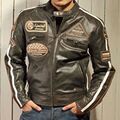 Motorradjacke Herren Classic Motorrad Lederjacke Retro Bikerjacke Vintage Jacke