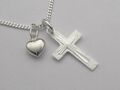 Kreuz Herz Anhänger 925 Silber mit Kette Damen Kinder Frauen Echt Silber schmuck