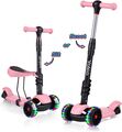 Kinder Roller Kinderroller Scooter verstellbare Höhe mit Sitz LED Cityroller Neu