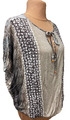 Tunika, Shirt Buffalo, Ethno- Animalprint, Beige-Braun-Weiß, Gr. 44/46, Viskose