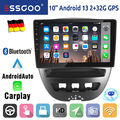 Autoradio 32G Android 13 Carplay GPS Navi WIFI BT RDS Für Peugeot 107 Citroen C1