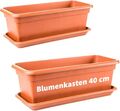 2er Set Pflanzkübel rechteckig 40 cm Blumenkasten Balkon Blumenkübel terracotta