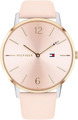 Tommy Hilfiger Damen-Analoguhr Mit Quarzwerk - Rosa Lederarmband, Rosa Sonnenstr