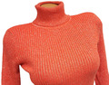 Rollkragenpullover Glitzerfäden Damenpullover Rolli Coral - Orangerot 34 36 38