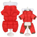 Hundeoverall Winter Hundemantel Wasserdicht Hundejacke Warme Weste mit Kapuze