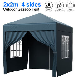 Pavillon 2x2M/3x3M Pop-up Faltpavillon Wasserdicht Gartenzelt UV-Schutz 4 Seiten