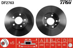 2x Bremsscheibe TRW DF2763 für GTV SPIDER ALFA 13 16V 916C3 916S3 JTS 916CXA00