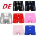 DE Herren Leder Boxershorts Wetlook Retroshorts Boxer Briefs Sexy Kurze Höschen 