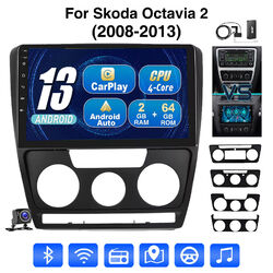 Android 13 Autoradio DAB+ Carplay GPS NAV Cam 2+64G Für Skoda Octavia 2 2008-13