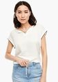 s.Oliver Blusenshirt mit Knopfdetail am Ausschnitt, Satin-Front, in Creme, Gr.40