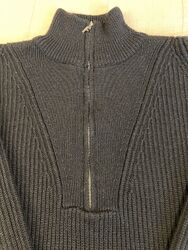 Fabiani, Damen Gerippter Strickpullover mit Zipper, Gr S, Dunkelblau, 50% Wolle