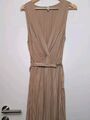 Lumina, Maxi Kleid, Faux Wrap, Tellerrock, Gr. S(38/40), Vintage,Viskose, Beige 