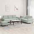Sofagarnitur Kissen Sessel Sofa Couch Designsofa 3-tlg. Hellgrau Samt vidaXL