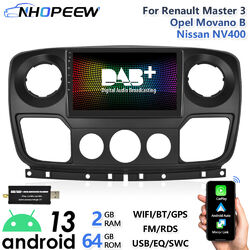 DAB+ 10.1" Android 64G Autoradio Für Renault Master 3 Opel Movano B Nissan NV400