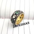 100% Echter Smaragd Edelstein Polki Pave Diamant 925 Sterlingsilber Ewigkeit Mit