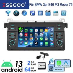 64G Android 13 Apple Carplay Autoradio GPS WiFi Für BMW 3er E46 M3 Rover 75 MGZT