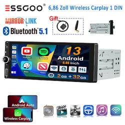 1 DIN Autoradio Android 13 Apple Carplay 2+32G GPS Navi RDS Bluetooth SWC WIFI