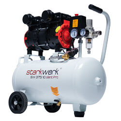 Starkwerk Flüsterkompressor Kompressor Druckluftkompressor 10 bar 69dB SW 375/1010 Bar - Ölfrei - 24 L - 220 L/min - 1100 Watt - 69dB