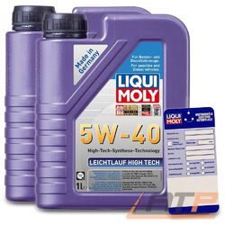 2x 1 L LITER LIQUI MOLY LEICHTLAUF HIGH TECH 5W-40 MOTOR-ÖL MOTOREN-ÖL 50047892### INKL. ÖLWECHSEL-ANHÄNGER ###