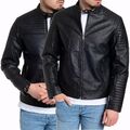 Jack & Jones Lederjacke Biker Herren Jacke Kunstleder schwarz S M L XL XXL 3XL