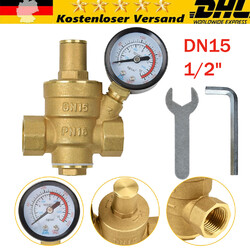 Einstellbar Druckminderer DN15 1/2" Ventil Wasser Druckregler mit Manometer DHL