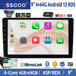 Autoradio Android 13 4+64G DAB+ Kamera 9'' 2DIN Carplay GPS NAVI BT WIFI RDS USB