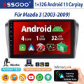 32G Android 13 Autoradio Apple Carplay GPS RDS MIK Kamera Für Mazda 3 BK 2003-09