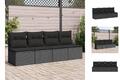 Gartensofa Mit Kissen 4-Sitzer Schwarz Polyrattan Außenbereich