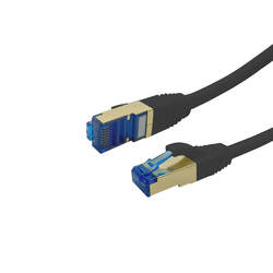 ProfiPatch Patchkabel Cat.7 Rohkabel RJ45 PiMF Netzwerk DSL LAN TV schwarz 7,5m Kontakte+Stecker VERGOLDET! TOP-Qualität mit TESTREPORT