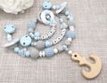 Schnullerkette mit Name Junge Schiff Maritim Blau Greifling Kinderwagenkette