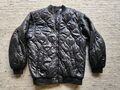 H&M Divided, Damen Stepp-Jacke mit Bündchen, schwarz, glänzend, Gr. S