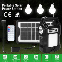 Solar Power Station Tragbare Generator Solarpanel Ladegerät Kit mit LED Licht DE