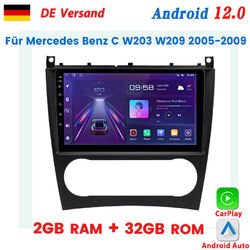 Für Mercedes Benz C/CLK Klasse W203 Android12 Autoradio Navi GPS BT DAB+ CarPlay