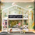 90x200cm Kinderbett Hochbett Etagenbett Spielbett Jugendbett Hausbett mit Treppe