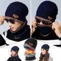 Damen Herren Wintermütze Strickmütze Warme Beanie Mütze Winter Mütze MIT Schal