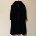 Cappotto Lana Cashmere Collo Pelliccia Nero 54 Made in Italy Classico Elegante